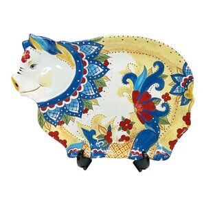 Tabletops Gallery Ceramic Handpainted Floral Toluca Pig Serving Platter Talavera